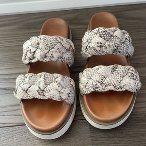 a new day Braided Double Strap Sandals in Tan and Cream Snake Print